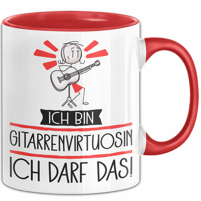 Geschenk für Gitarrenvirtuosin Tasse Lustige Geschenkidee Geburtstag Ich Bin Gitarrenvirtuosin Ich Darf Das Rot Trendation