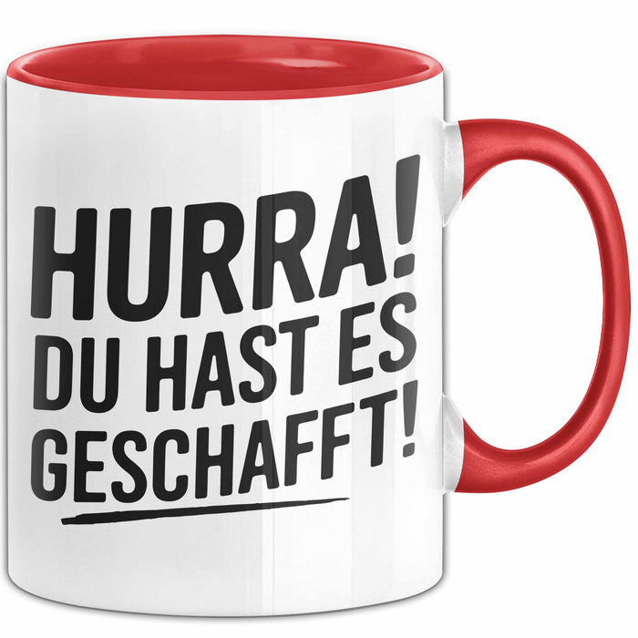 Schüler Abschluss Tasse Geschenk Lustige Geschenkidee Spruch Du Hast Es Geschafft Rot Trendation