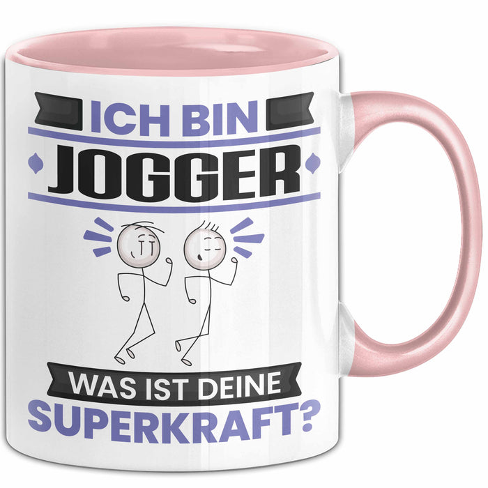 Jogger Tasse Geschenk für Jogger Geburtstag Lustiger Spruch Kaffee-Becher Was Ist Deine Superkraft Rosa Trendation