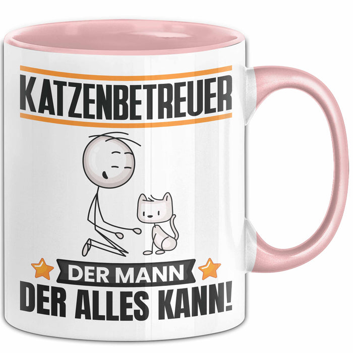 Katzenbetreuer Tasse Geschenk für Katzenbetreuer Der Mann Der Alles Kann Geschenkidee zum Geburtstag Rosa Trendation