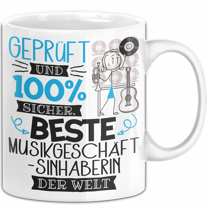 Beste Musikgeschäftsinhaberin Der Welt Tasse Geschenk für Eine Musikgeschäftsinhaberin Geprüft Und Sicher Geschenkidee Geburtstag Weihnachten Weiß Trendation