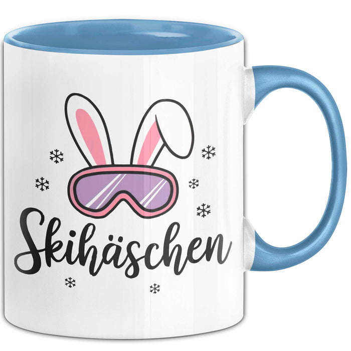 Skifahren Skifahrer Tasse Geschenk Skihäschen Geschenkidee Geschenkidee Lustig Blau Trendation