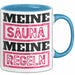 Witzige Tasse Geschenk Meine Sauna Meine Regeln Spruch Blau Trendation