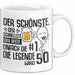 50. Geburtstag Tasse Geschenk Der Schönste Der Schnellste Spermium 50Er Geburtstag Mann Vater Papa Weiß Trendation