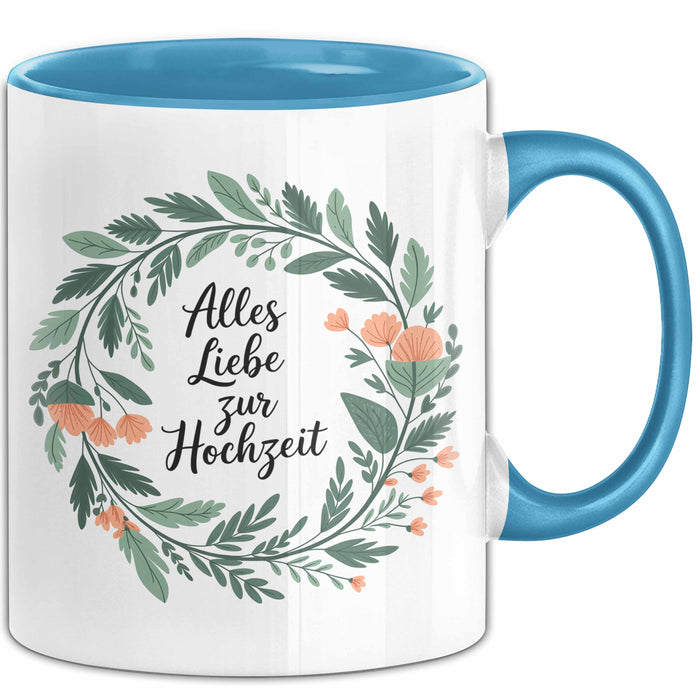 Neue Hochzeit Ehe Tasse Geschenk Lustige Geschenkidee Spruch Alles Liebe Zur Hochzeit Blau Trendation
