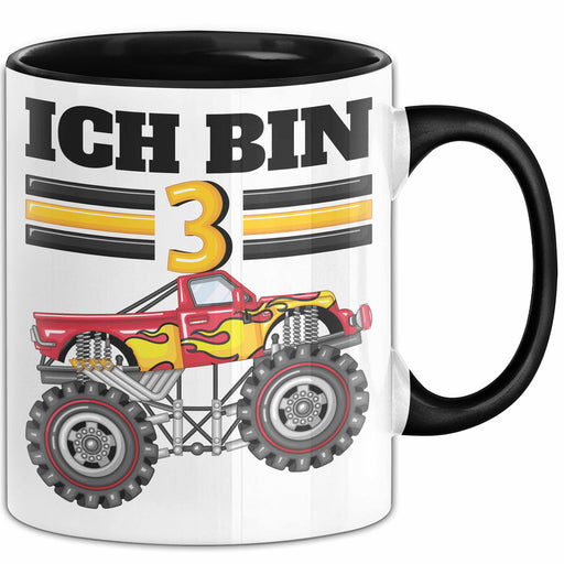 3. Geburtstag Geschenk Tasse Becher Jungs Trucks Geburtstagsgeschenk Ich Bin 3 Schwarz Trendation