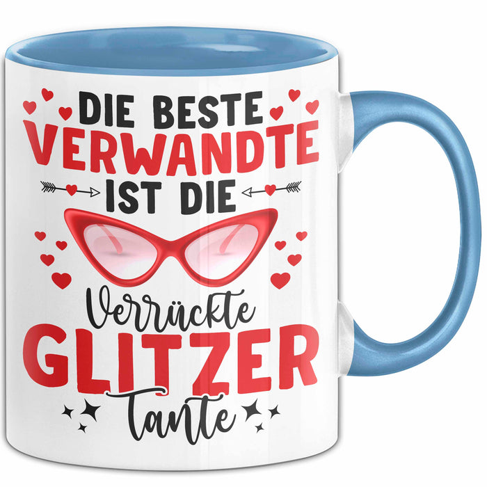 Tante Verwandte Tasse Geschenk Lustige Geschenkidee Spruch Beste Tante Blau Trendation