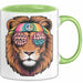 Hippie Löwe Tasse Geschenk Lustige Geschenkidee Spruch Grün Trendation
