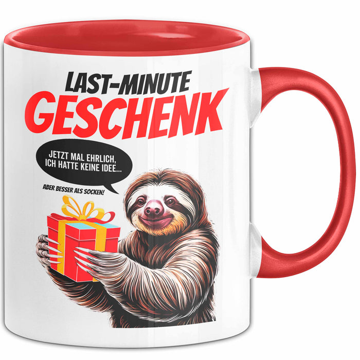 Sarkastisches Faultier Tasse Geschenk Lustige Geschenkidee Spruch Last Minute Geschenk Rot Trendation