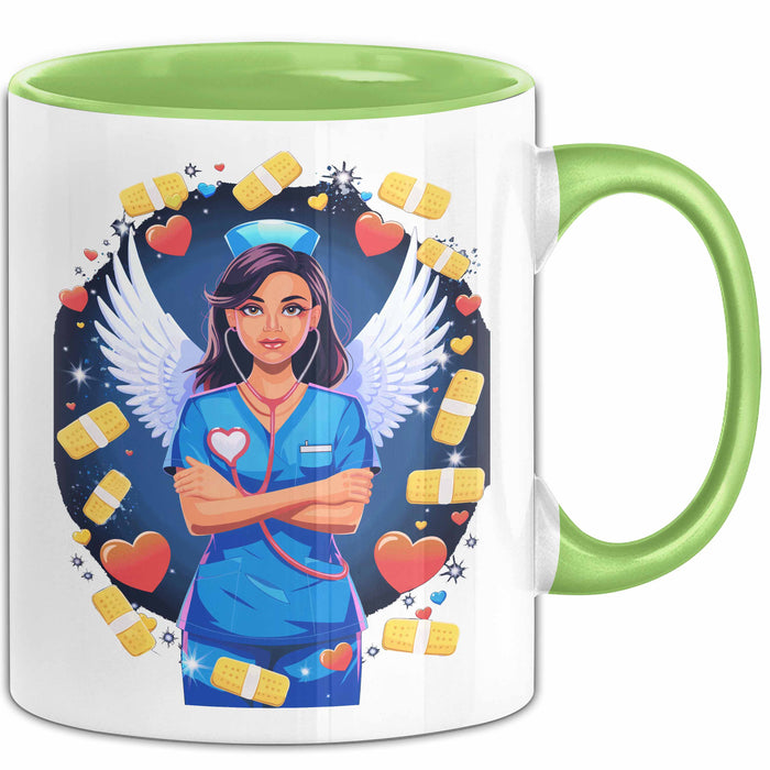 Krankenschwester Tasse Geschenk Lustige Geschenkidee Spruch Für Gesundheits Helden Grün Trendation