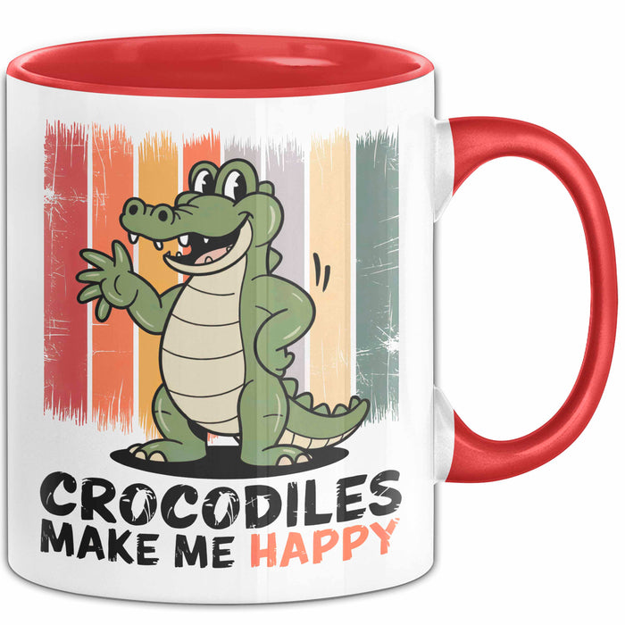 Krokodil Tier Tasse Geschenk Lustige Geschenkidee Spruch Krokodile Machen Mich Glücklich Rot Trendation
