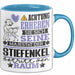 Enkelsohn Geschenk Tasse Lustiger Spruch Erheben Sie Sich Der Enkelsohn Betritt den Raum Blau Trendation