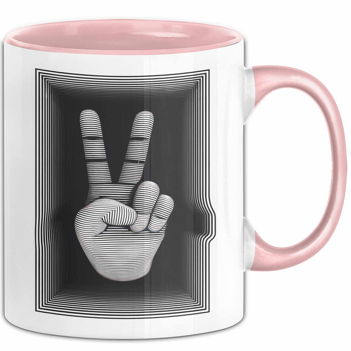 Friedenszeichen Tasse Geschenk Lustige Geschenkidee Spruch Rosa Trendation
