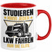 LKW Fahrer Geschenk Tasse Lastkraftwagen-Fahrer Geschenkidee Lustiger Spruch Kaffee-Becher Studieren Kann Jeder LKW Fahren Nur Die ELite Rot Trendation