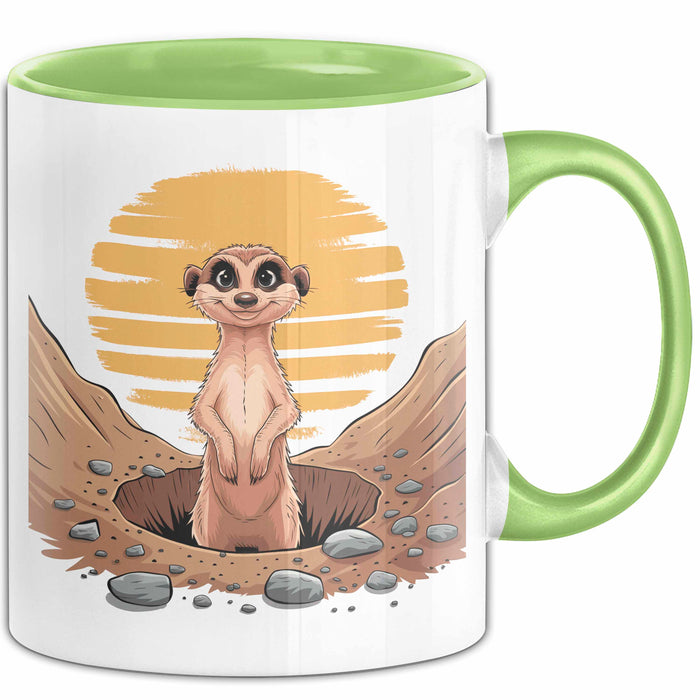 Erdmännchen Tier Tasse Geschenk Lustige Geschenkidee Spruch Grün Trendation