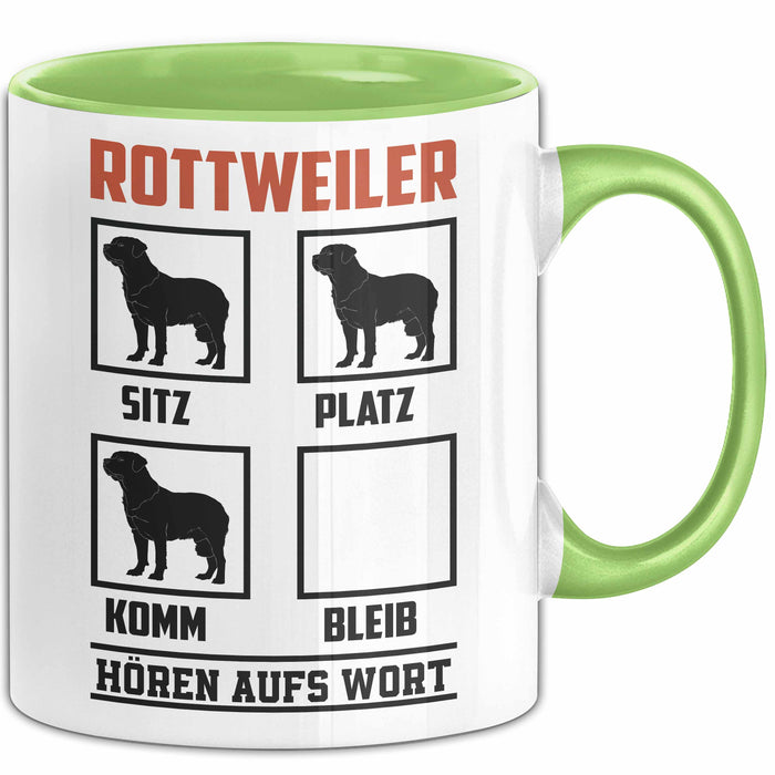Rottweiler Hören Aufs Wort Tasse Geschenk Rottweiler Besitzer Mama Becher Grün Trendation