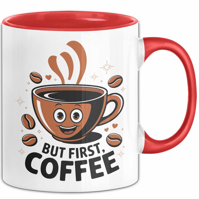 Kaffee Süchtiger Tasse Geschenk Lustige Geschenkidee Spruch Für Koffein Liebhaber Rot Trendation