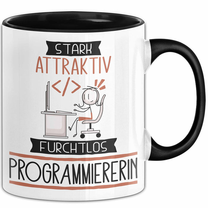 Programmiererin Tasse Geschenk Becher Stark Attraktiv Furchtlos Programmiererin Lustige Geschenkidee Trendation