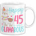 45er Geburtstag Tasse Geschenk Happy 45 And Glamarous Llama Alpaka Liebhaber Geschenkidee zum Geburtstag Weiß Trendation