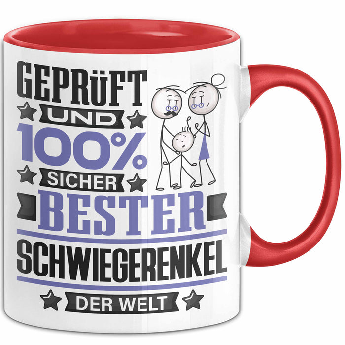 Schwiegerenkel Geschenk Lustiger Spruch für Schwiegerenkel Geschenkidee Bester Schwiegerenkel Der Welt Rot Trendation