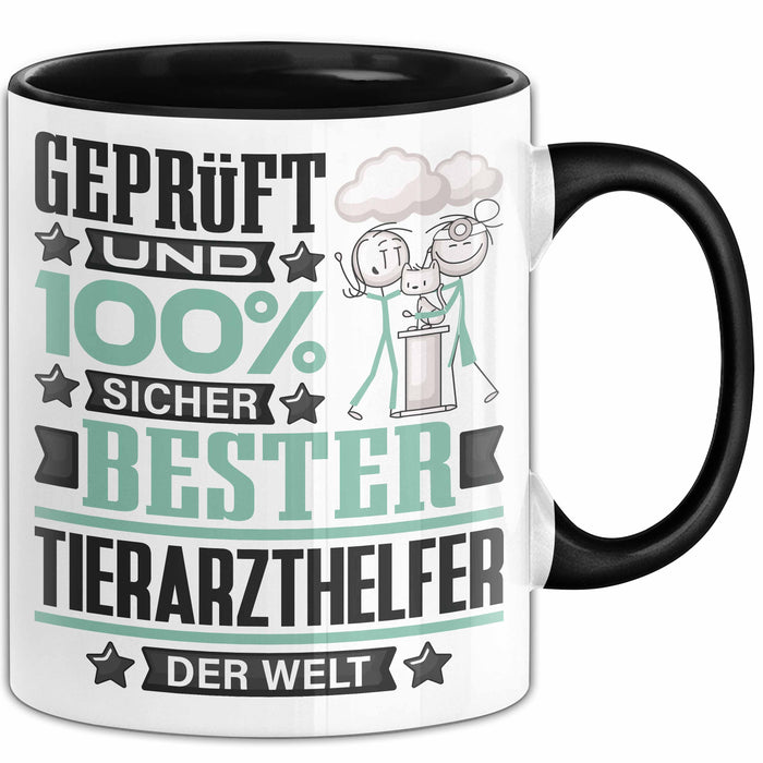 Tierarzthelfer Geschenk Lustiger Spruch für Tierarzthelfer Geschenkidee Bester Tierarzthelfer Der Welt Schwarz Trendation