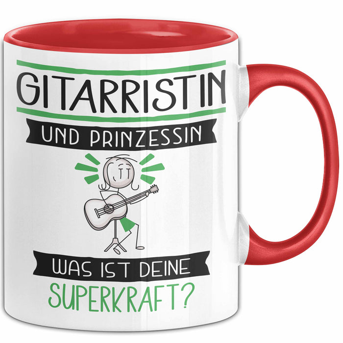 Gitarristin Und Prinzessin Tasse Geschenk Für Eine Gitarristin Geburtstag Was Ist Deine Superkraft Rot Trendation
