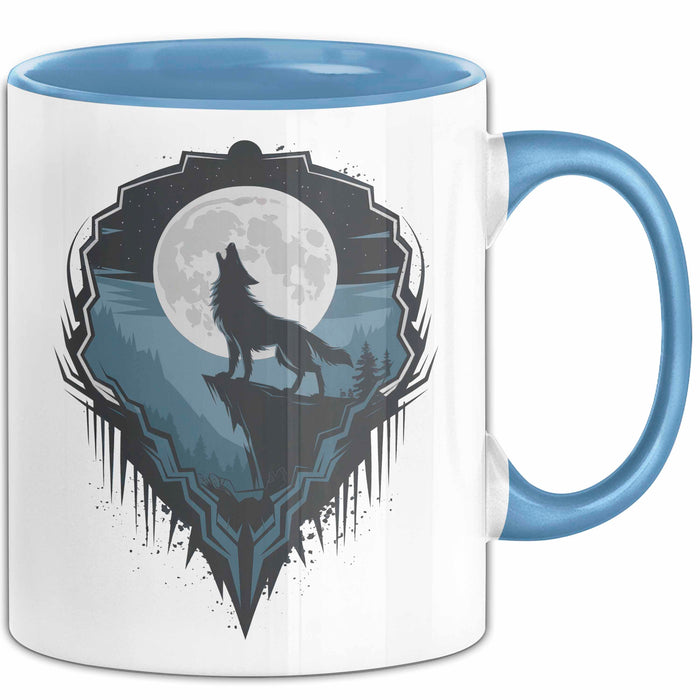 Wolf Tierliebhaber Tasse Geschenkidee für Wildtier Fans Blau Trendation