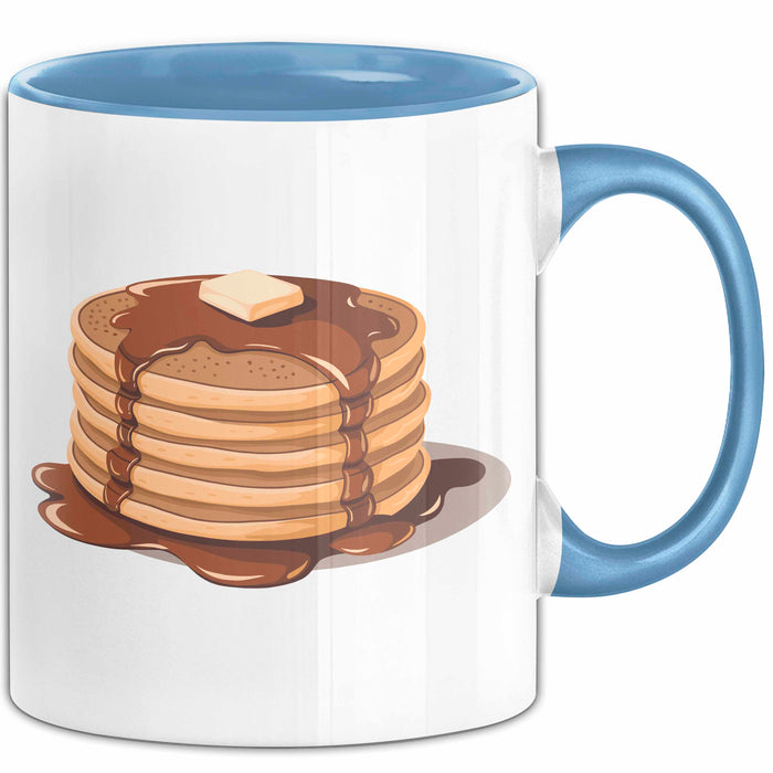 Pfannkuchen Süchtiger Tasse Geschenkidee für Morgen Stapel Blau Trendation