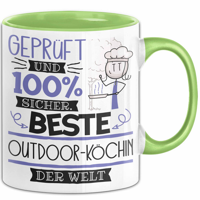 Beste Outdoor-Köchin Der Welt Tasse Geschenk für Eine Outdoor-Köchin Geprüft Und Sicher Geschenkidee Geburtstag Weihnachten Grün Trendation