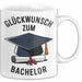 Schüler Abschluss Tasse Geschenk Lustige Geschenkidee Spruch Glückwunsch Zum Bachelor Weiß Trendation