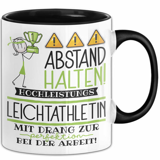 Leichtathletin Tasse Geschenk Lustig Abstand Halten Hochleistungs-Leichtathletin Mit Drang Zur Perfektion Bei Der Arbeit Trendation