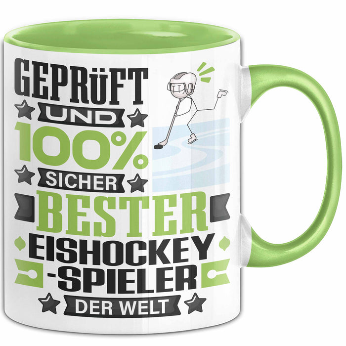 Eishockeyspieler Geschenk Lustiger Spruch für Eishockeyspieler Geschenkidee Bester Eishockeyspieler Der Welt Grün Trendation