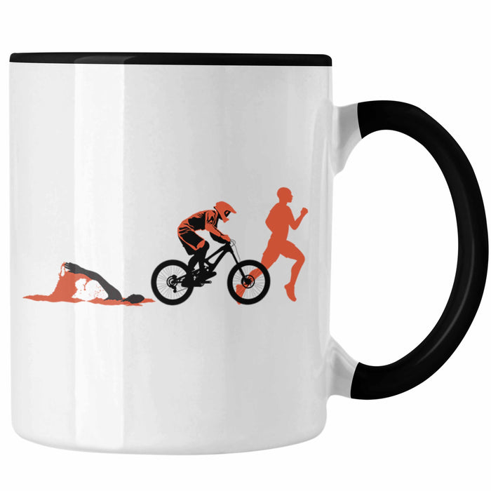 Triathlon Swim Bike Run Triathlet Tasse Geschenk Schwimmen Fahrrad Rennen Schwarz Trendation