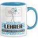 Lehrer Geschenk Tasse Ich Bin Lehrer Aber Sag Doch Einfach Superheld Lustige Geschenkdiee für Lehrer Kaffee-Becher Blau Trendation