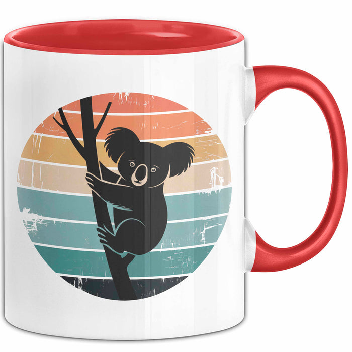 Retro Koala Tierliebhaber Tasse Geschenk Lustige Geschenkidee Spruch Rot Trendation