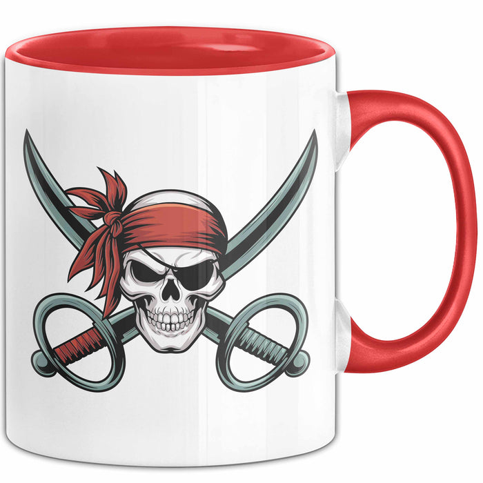 Piraten Fan Tasse Geschenkidee für Ahoy Abenteuerliebhaber Rot Trendation