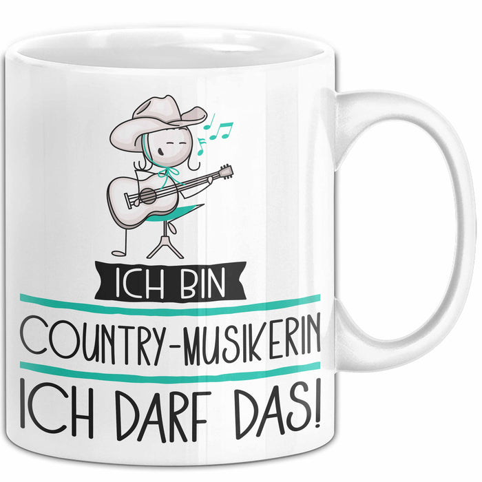 Geschenk für Country-Musikerin Tasse Lustige Geschenkidee Geburtstag Ich Bin Country-Musikerin Ich Darf Das Weiß Trendation
