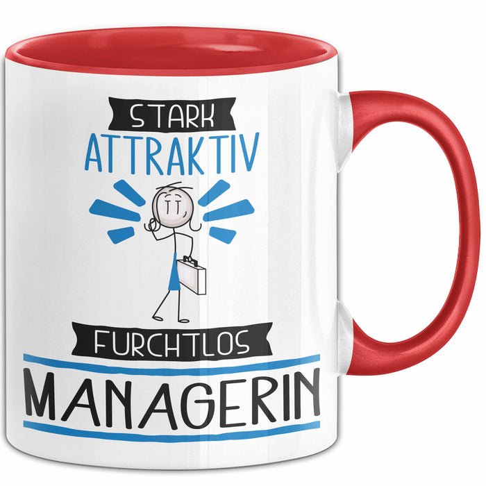Managerin Tasse Geschenk Becher Stark Attraktiv Furchtlos Managerin Lustige Geschenkidee Rot Trendation
