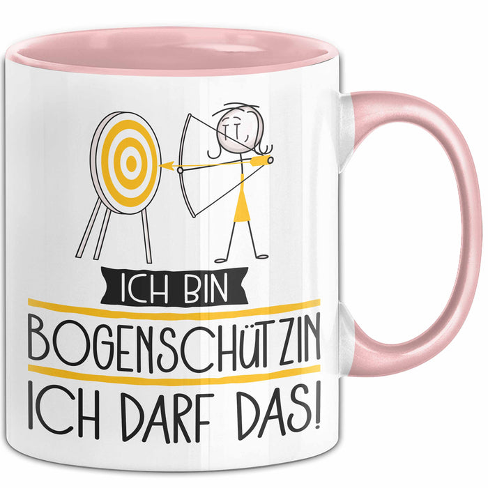 Geschenk für Bogenschützin Tasse Lustige Geschenkidee Geburtstag Ich Bin Bogenschützin Ich Darf Das Rosa Trendation