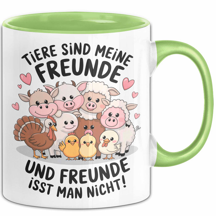 Vegan Vegetarisch Tasse Geschenk Lustige Geschenkidee Spruch Tier Sind Meine Freunde Grün Trendation