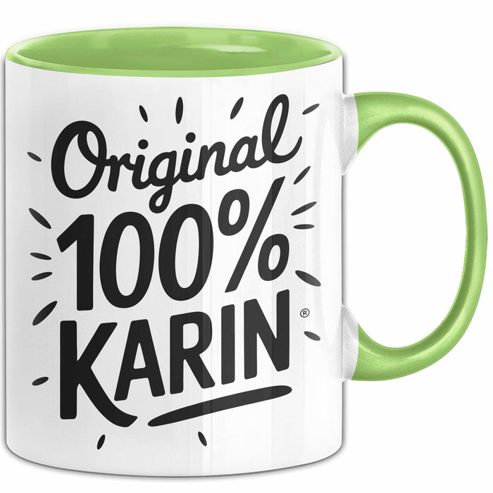 Karin Tasse Geschenk Original 100% Karin Geschenkidee Geburtstag Grün Trendation