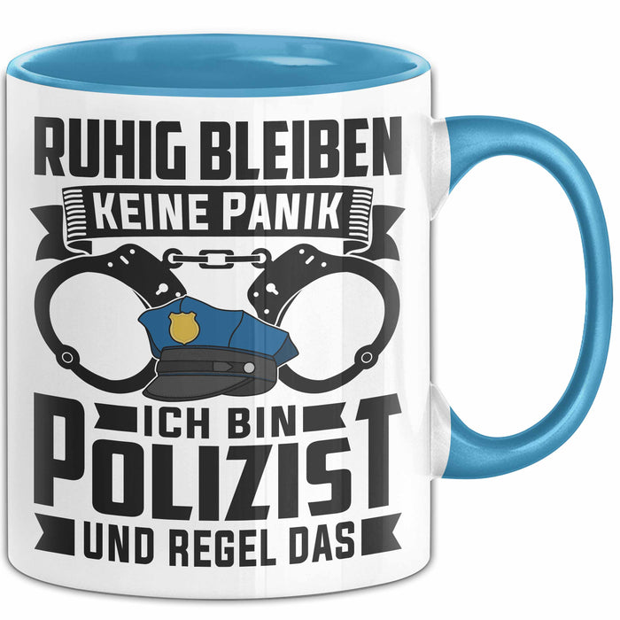 Polizist Tasse Geschenk Ruhig Bleiben Ich Bin Polizist Und Regel Das Geschenkidee Polizei Blau Trendation