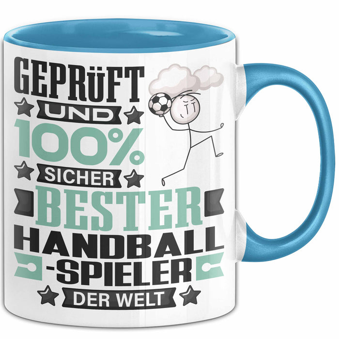 Handballspieler Geschenk Lustiger Spruch für Handballspieler Geschenkidee Bester Handballspieler Der Welt Blau Trendation