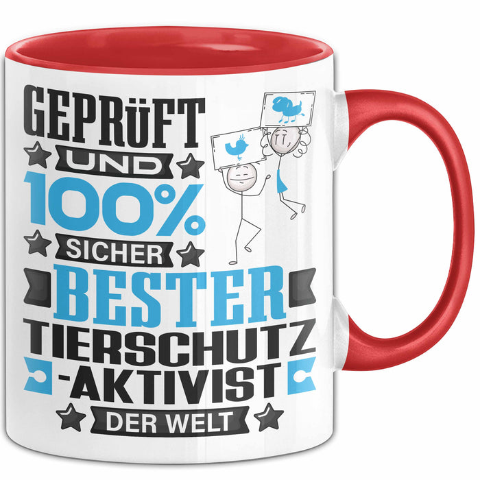 Tierschutzaktivist Geschenk Lustiger Spruch für Tierschutzaktivist Geschenkidee Bester Tierschutzaktivist Der Welt Rot Trendation