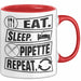 Biologe Labor Tasse Eat Sleep Pipette - Biologie Geschenkidee Biologe Rot Trendation