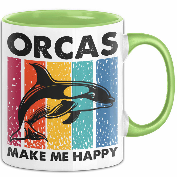 Orcas Tasse Geschenk Wale Wal Liebhaber Geschenkidee Retro Becher Grün Trendation