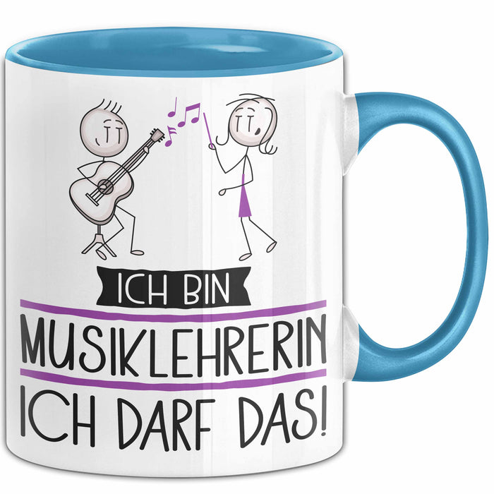 Geschenk für Musiklehrerin Tasse Lustige Geschenkidee Geburtstag Ich Bin Musiklehrerin Ich Darf Das Blau Trendation