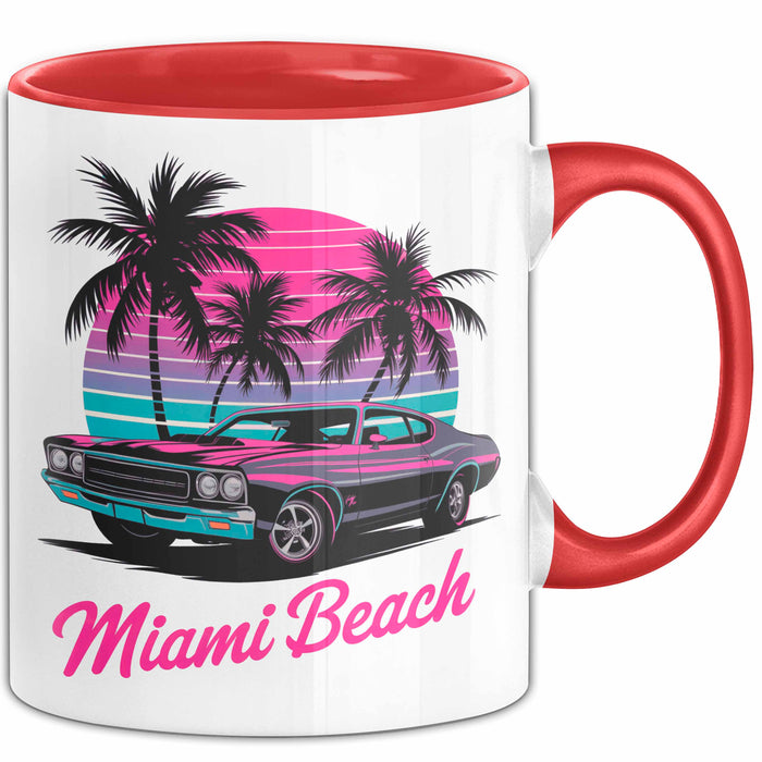 Miami Florida USA Tasse Geschenk Lustige Geschenkidee Spruch Strand Rot Trendation