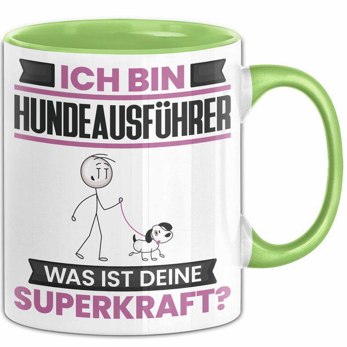 Hundeausführer Tasse Geschenk für Hundeausführer Geburtstag Lustiger Spruch Kaffee-Becher Was Ist Deine Superkraft Grün Trendation