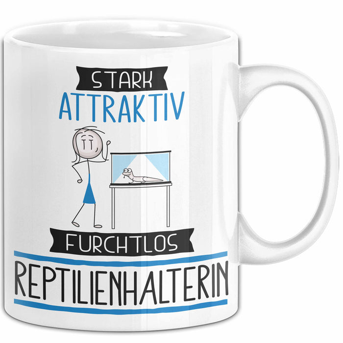 Reptilienhalterin Tasse Geschenk Becher Stark Attraktiv Furchtlos Reptilienhalterin Lustige Geschenkidee Weiß Trendation